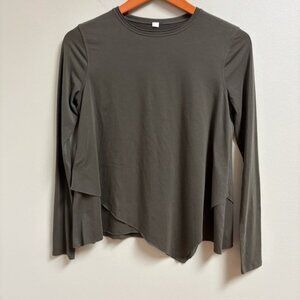 Lululemon Womens Sweetest Day Long Sleeve Asymmetric Layered Top Size *XS Green